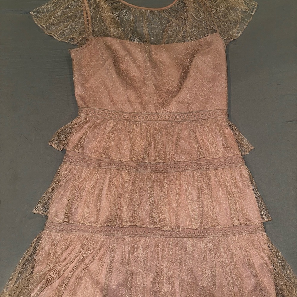 Adrianna Papell Pink Ruffled Tiered Mini Dress